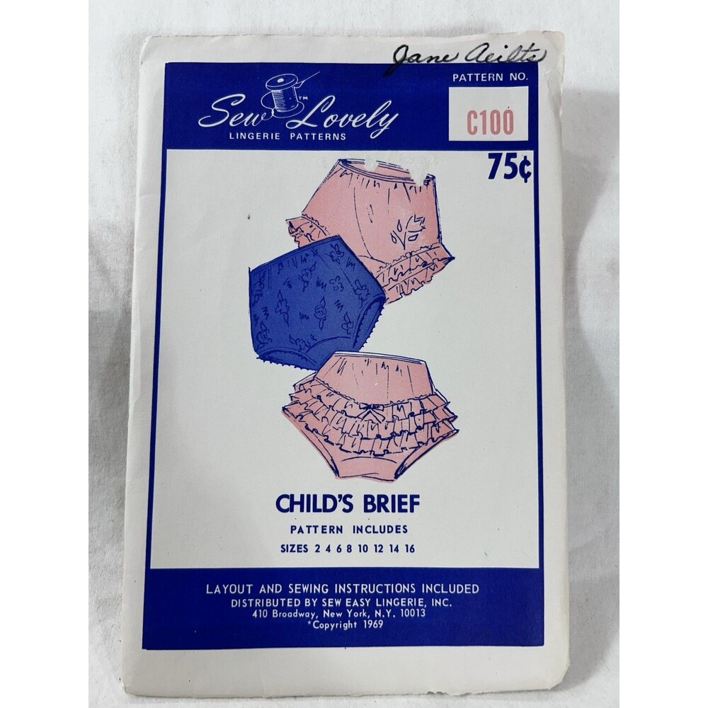 Vintage Sew Lovely C100 Child's Brief Bloomers Pattern Sz 2-16 Cut